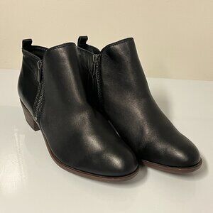 Lucky Brand Basel Black Leather Round Toe Ankle Boot Bootie Size 10M